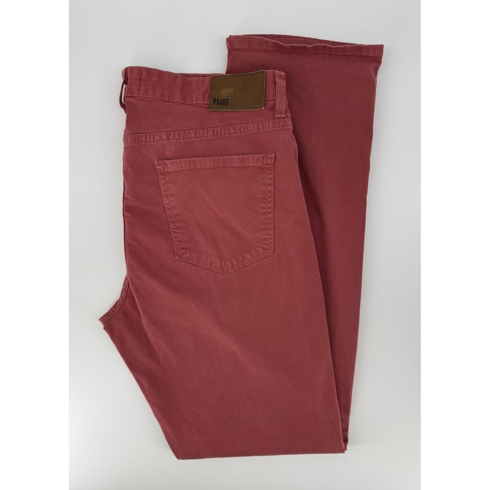 Paige Pants Mens 34 Red Normandie Straight Leg Chino Stretch Made USA